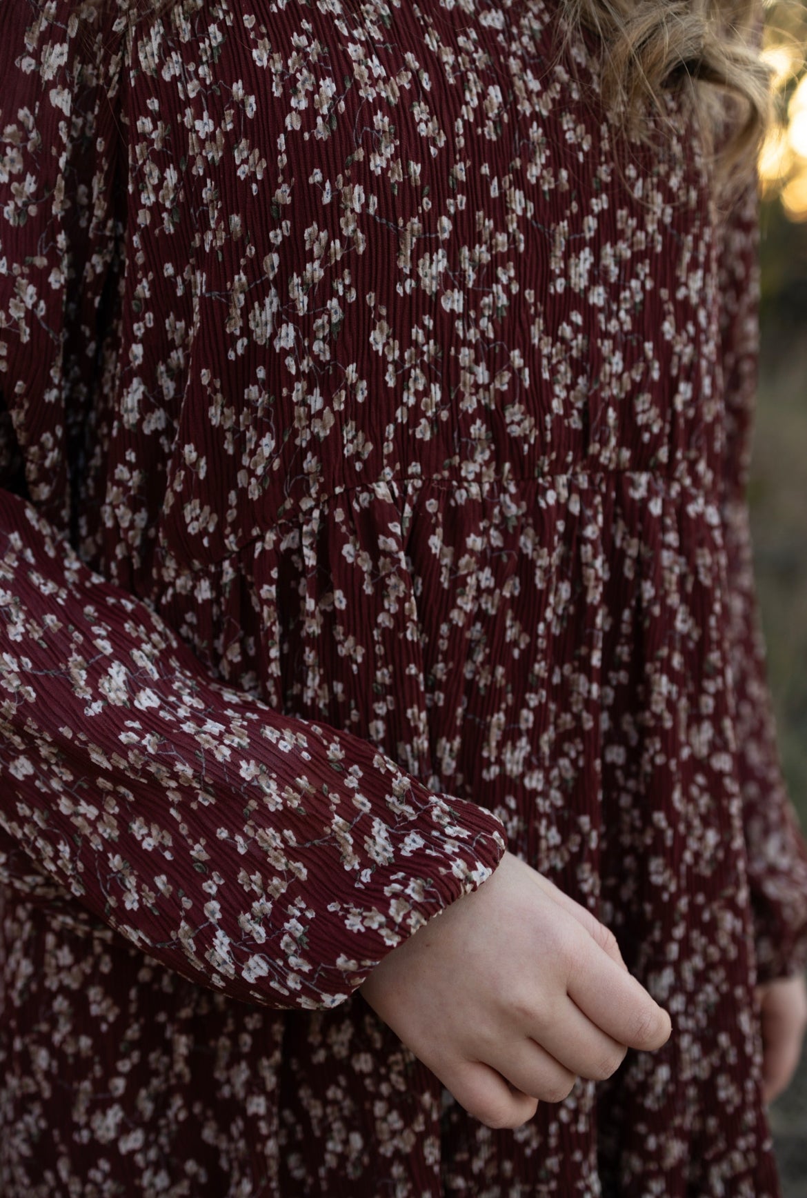 Burgundy Textured Woven Dress