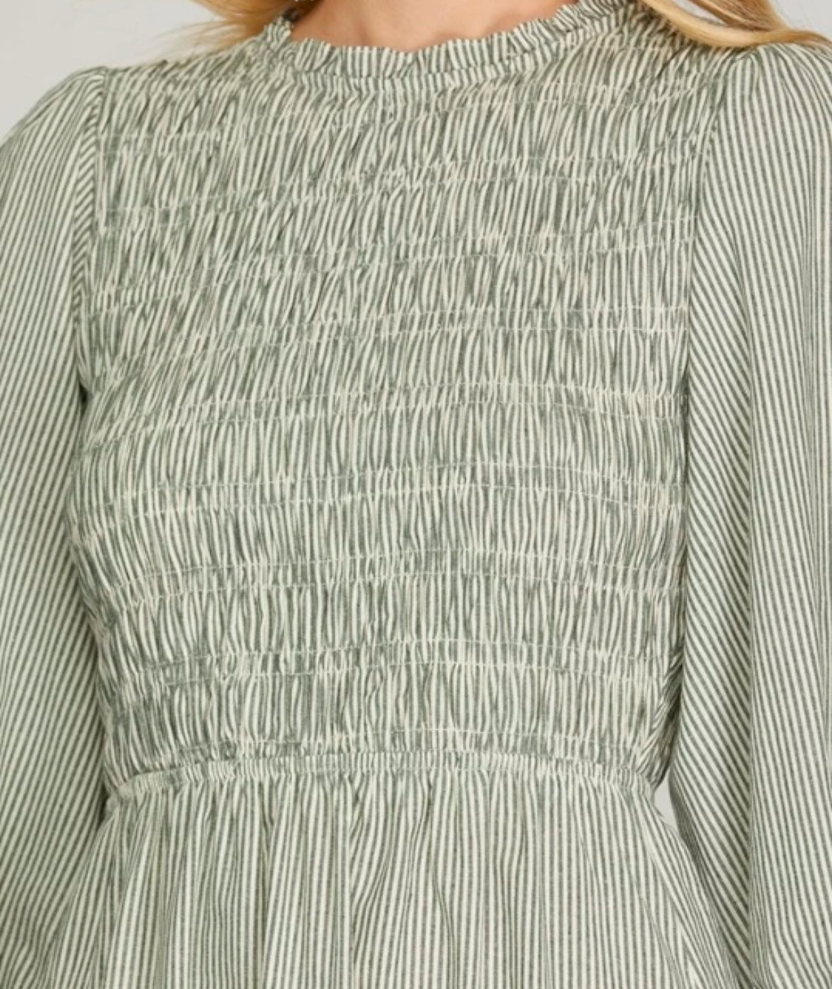 Navy Smocked 3/4 Sleeve Dress