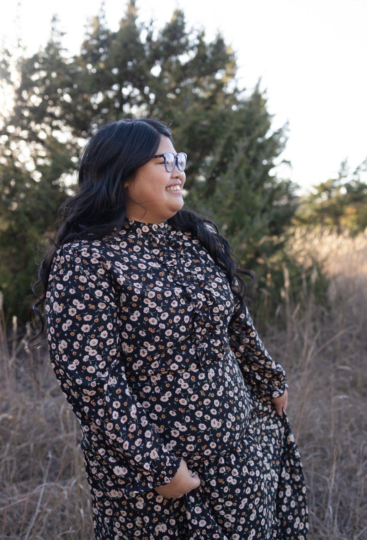 Black Daisy Floral Maxi Dress