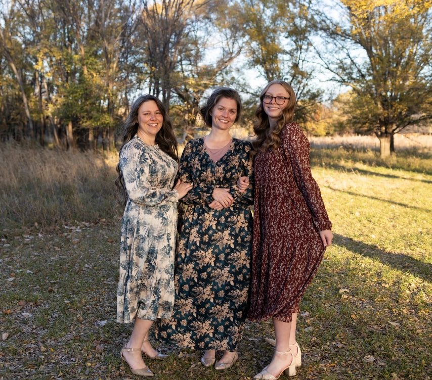 Beige Botanical Print Midi Dress