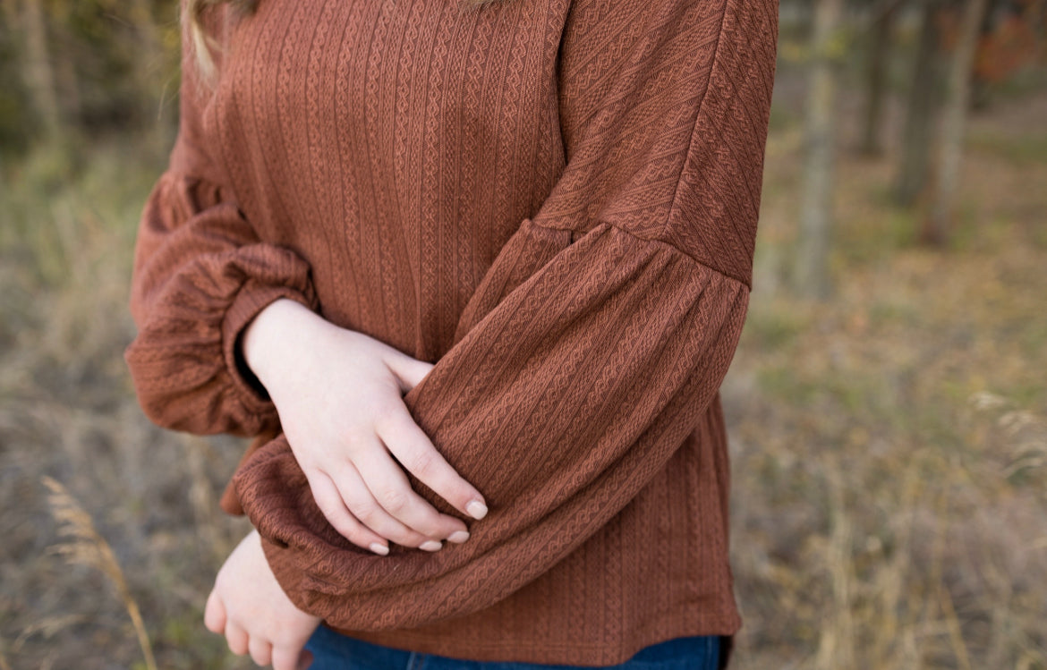 Golden Brown Puff Sleeve top