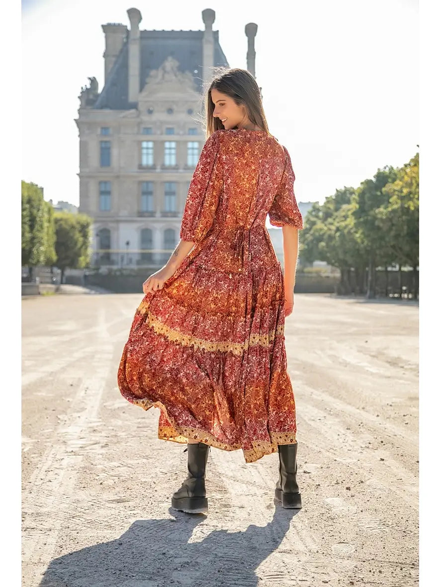 Red Boho Maxi Dress