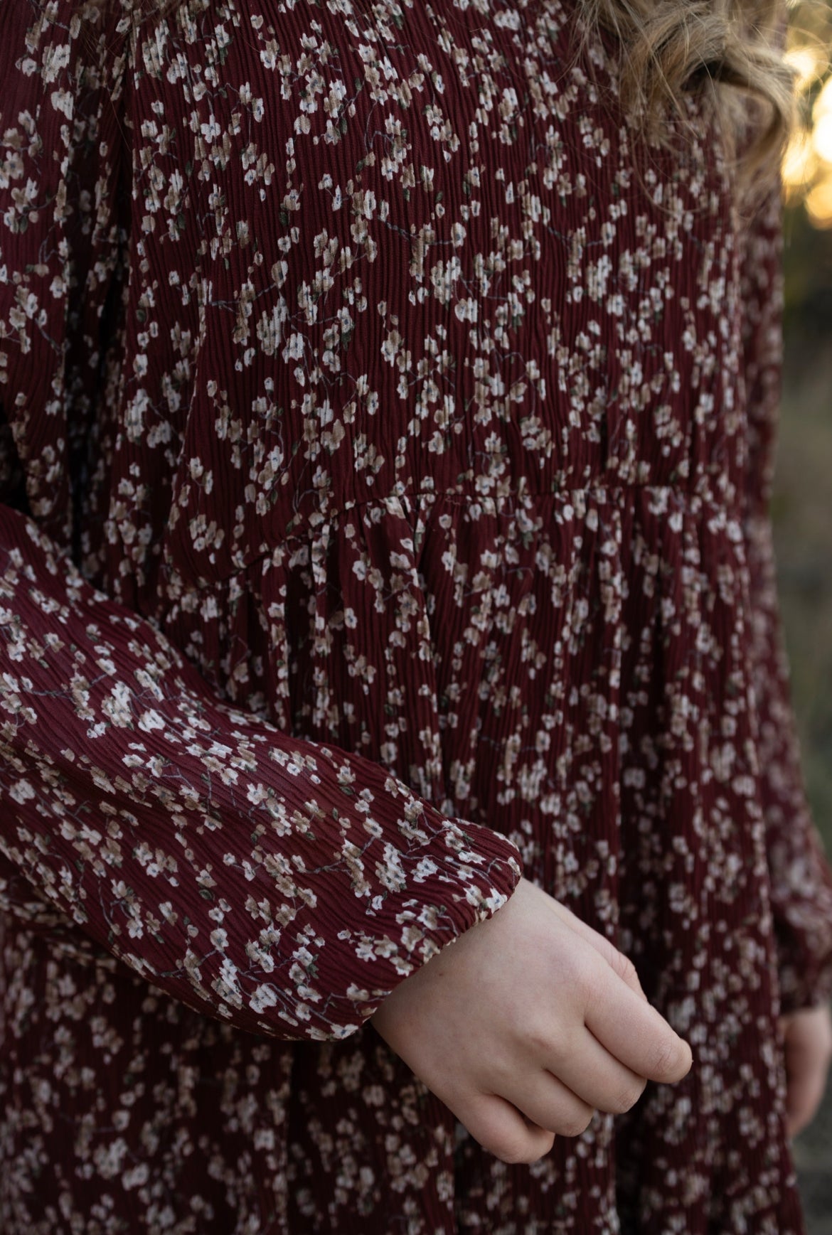 Burgundy Textured Woven Dress